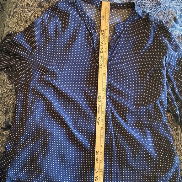 Tommy Hilfiger Long Sleeve Blouse Size XXL. Dark Blue/teal polka dot print. - Picture 4 of 9